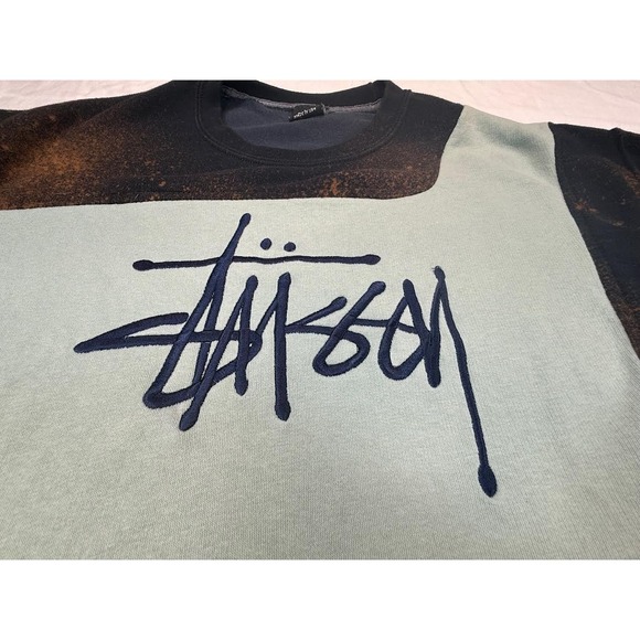 Stussy Vintage Reworked Embroidered Unisex Sweatshirt โ Black/Green โ Size M - Picture 2 of 11
